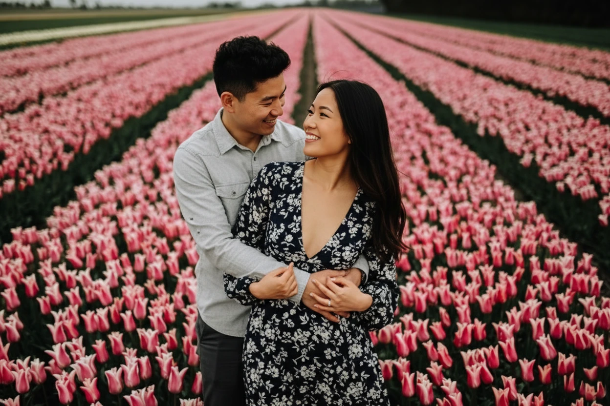 Fotoshoot in Amsterdam bij de tulpenvelden